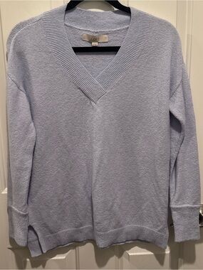 Ann Taylor LOFT Soft V-Neck Sweater in Light Blue Size XS